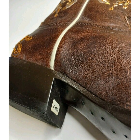 Macie Bean Boots Sz 7M Floral Embroidered Brown Leather Snip Toe Western Cowgirl - Picture 9 of 16